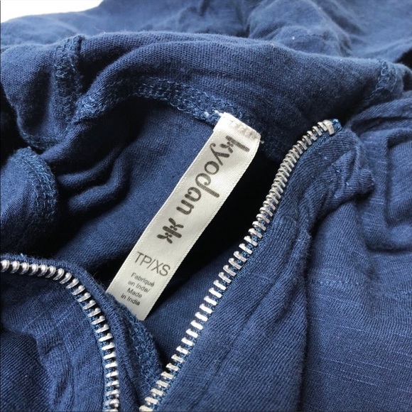 KYODAN Navy Active Front Pouch Pocket Elastic Bottom 1/4 Zipup Hoodie Shirt - Picture 2 of 10